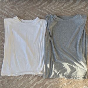 Basic White & Gray Crew Neck Tees - Set of 2